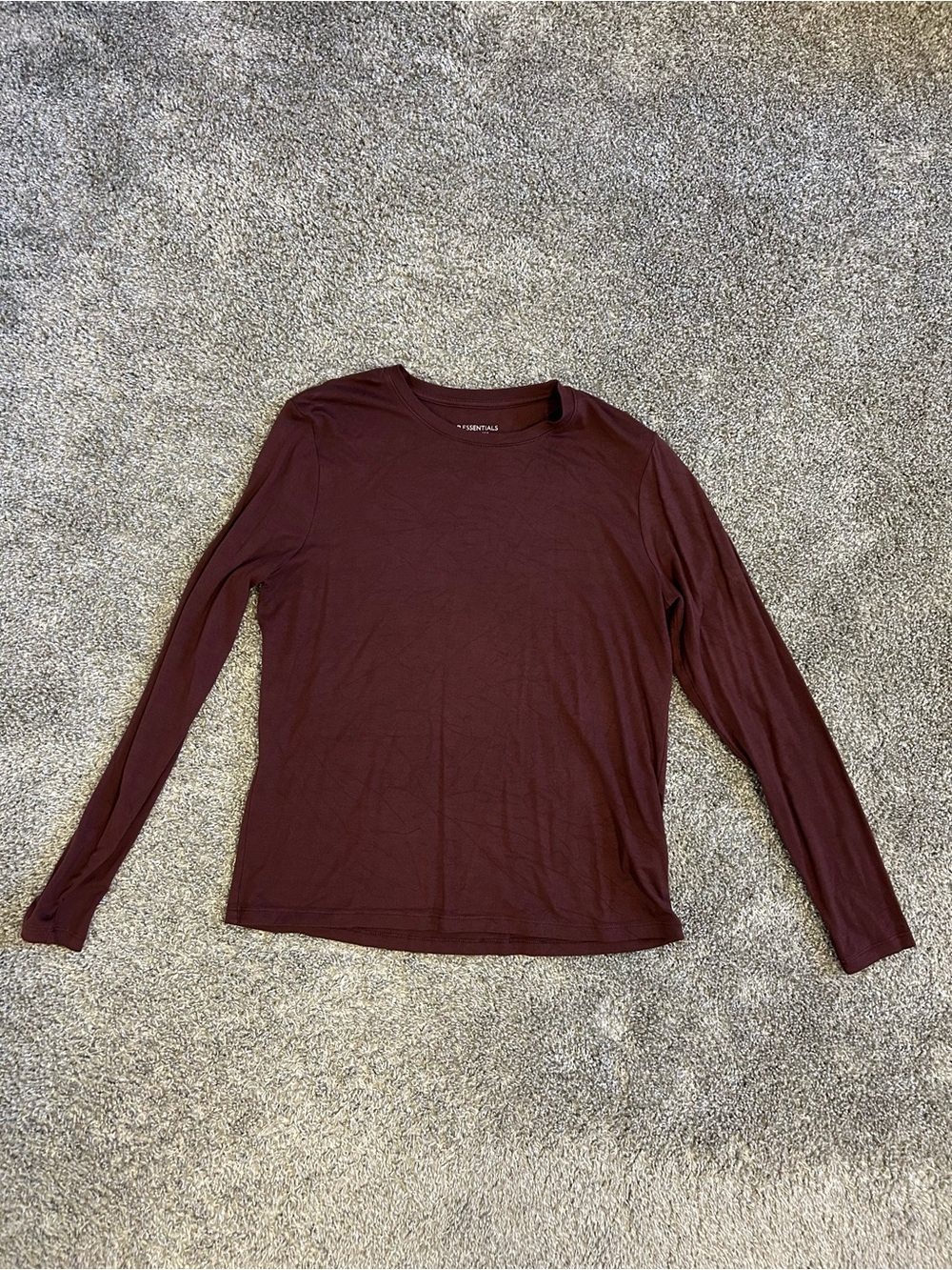 Reitmans R Essentials Fitted Burgundy Long Sleeve Shirt